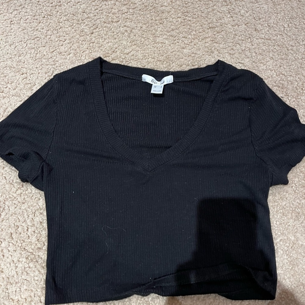 Black V-Neck Cropped Top